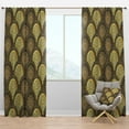 thumbnail image 1 of Designart 'Golden Circular Retro Pattern I' Mid-Century Modern Blackout Curtain Panel, 1 of 4