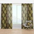 thumbnail image 1 of Designart 'Golden Circular Retro Pattern I' Mid-Century Modern Curtain Panel, 1 of 4