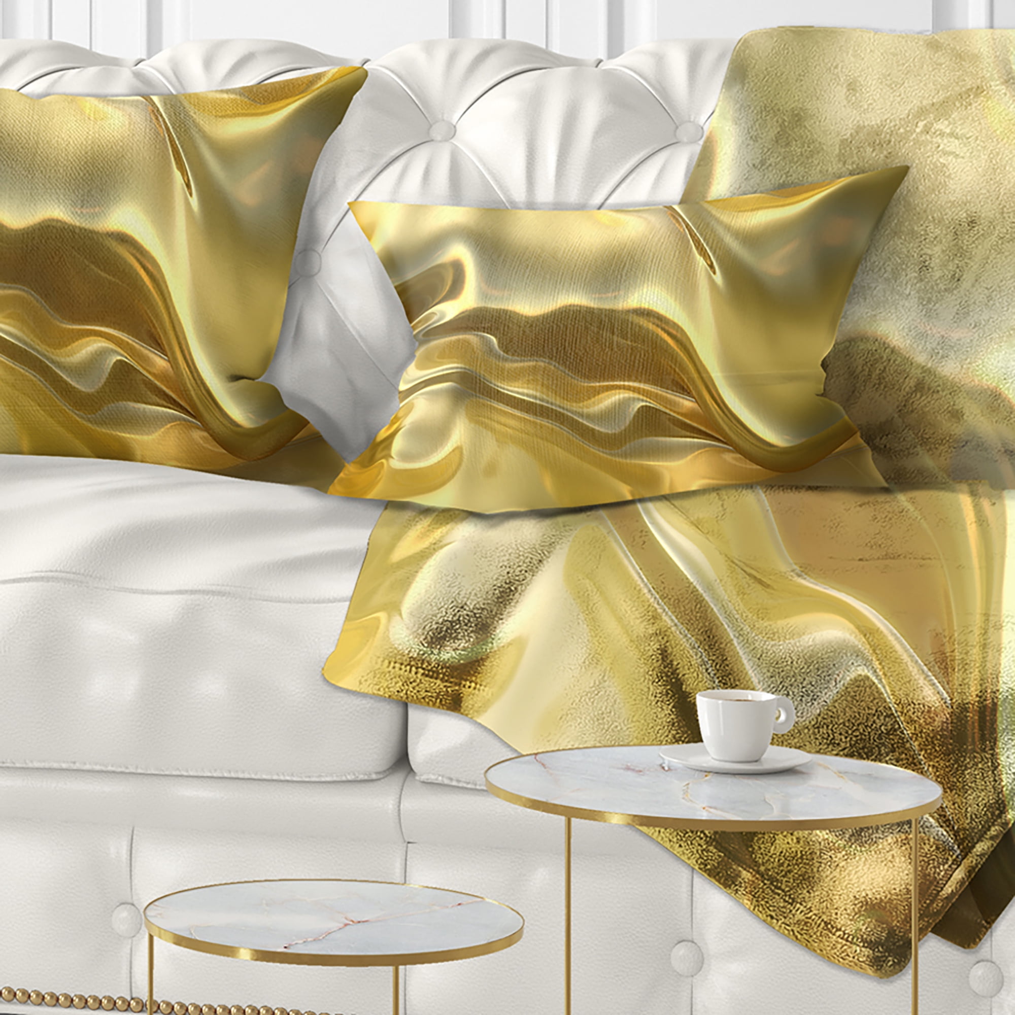 Designart Golden Cloth Texture - Abstract Throw Pillow - 12x20