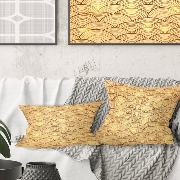 Designart Golden Clouds In The Sky' Mid-Century Modern Throw Pillow - 16x16