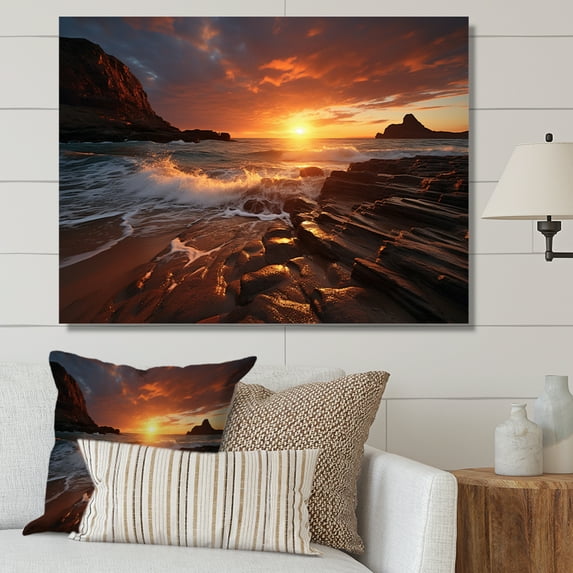 Designart "Golden Coastline Australia painting I" Nautical & Beach Wall Decor