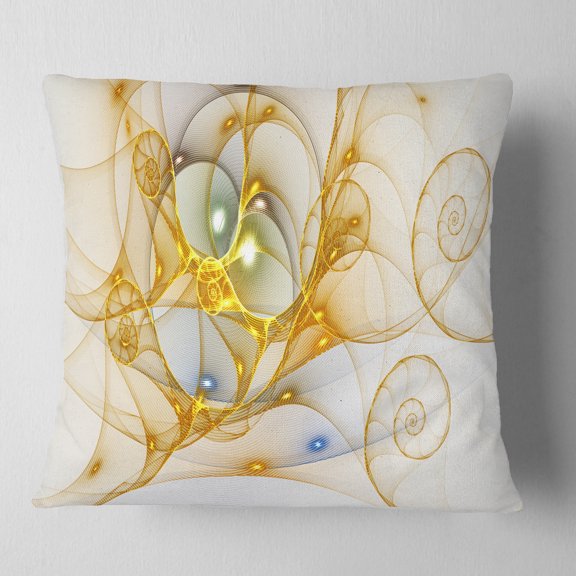 Designart Golden Colored Curly Spiral - Abstract Throw Pillow - 16x16