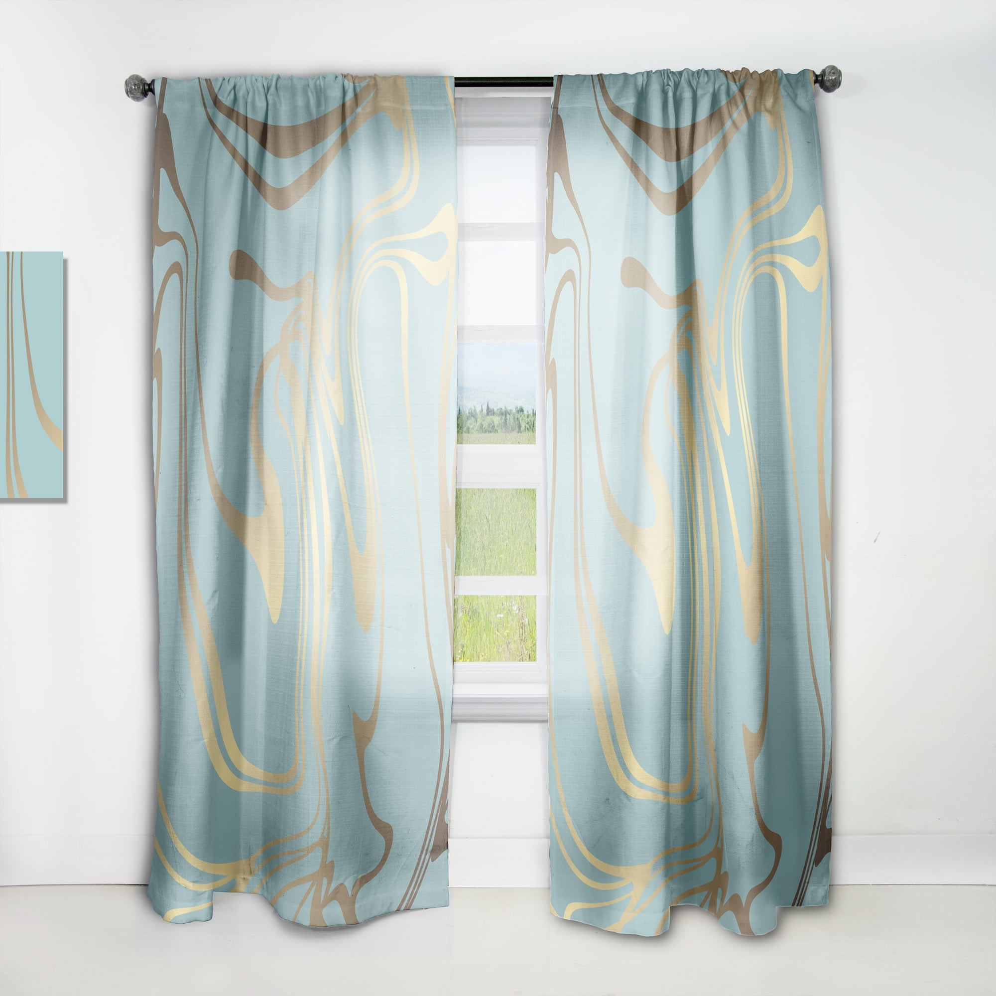 Designart 'Golden Colored Marble Design I' Mid-Century Modern Curtain Panel