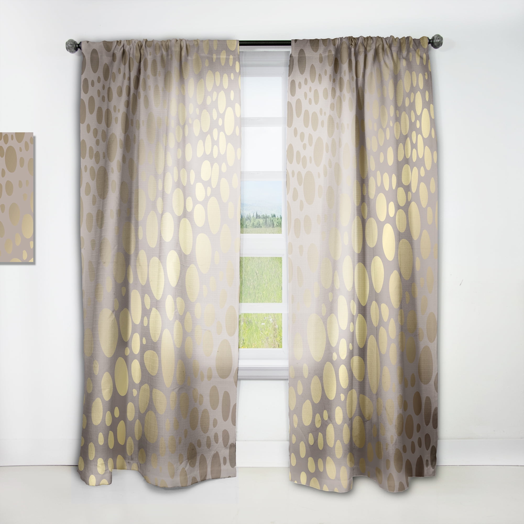 Designart 'Golden Colored Marble Design III' Mid-Century Modern Curtain Panel