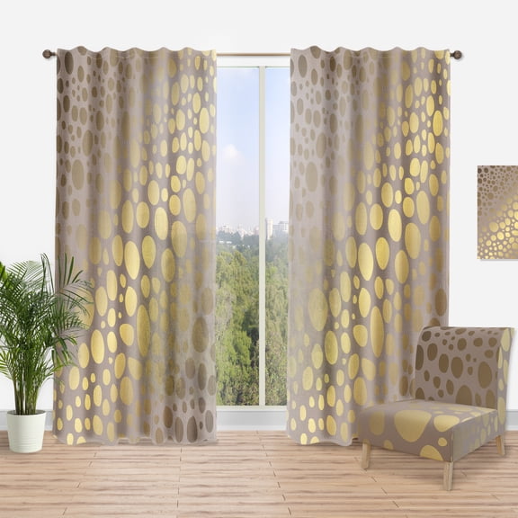 Designart 'Golden Colored Marble Design III' Mid-Century Modern Curtain Panel