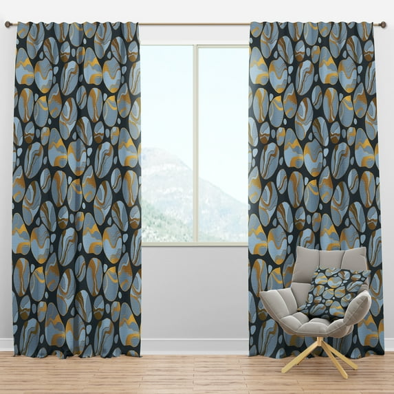 Designart 'Golden Colored Marble Design IV' Mid-Century Modern Blackout Curtain Panel