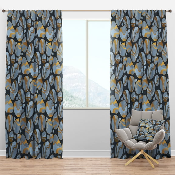 Designart 'Golden Colored Marble Design IV' Mid-Century Modern Blackout Curtain Panel