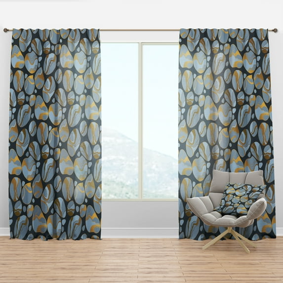 Designart 'Golden Colored Marble Design IV' Mid-Century Modern Curtain Panel