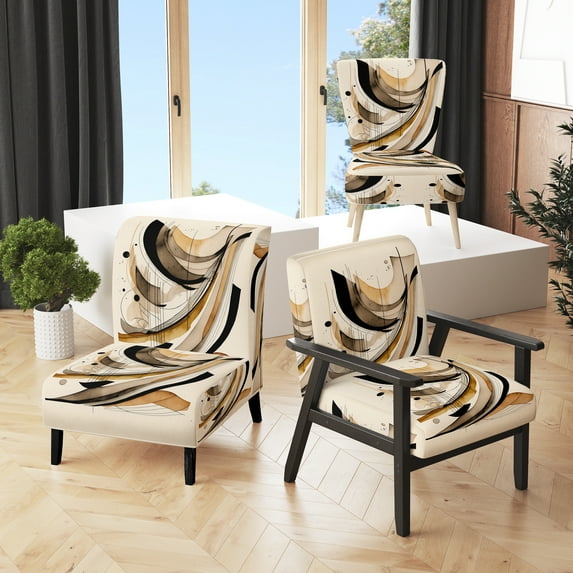 Designart "Golden Colorful Pattern" Upholstered Modern & Contemporary Accent Chair and Abstract Arm Chair - Multiple Color & Pattern