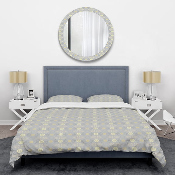 Designart 'Golden Cornflower Pattern' Mid-Century Modern Duvet Cover Set