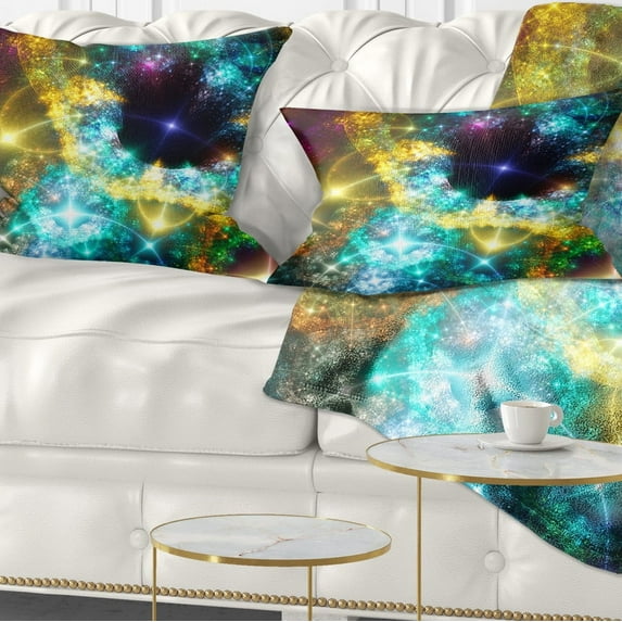 Designart Golden Cosmic Black Hole - Abstract Throw Pillow - 12x20