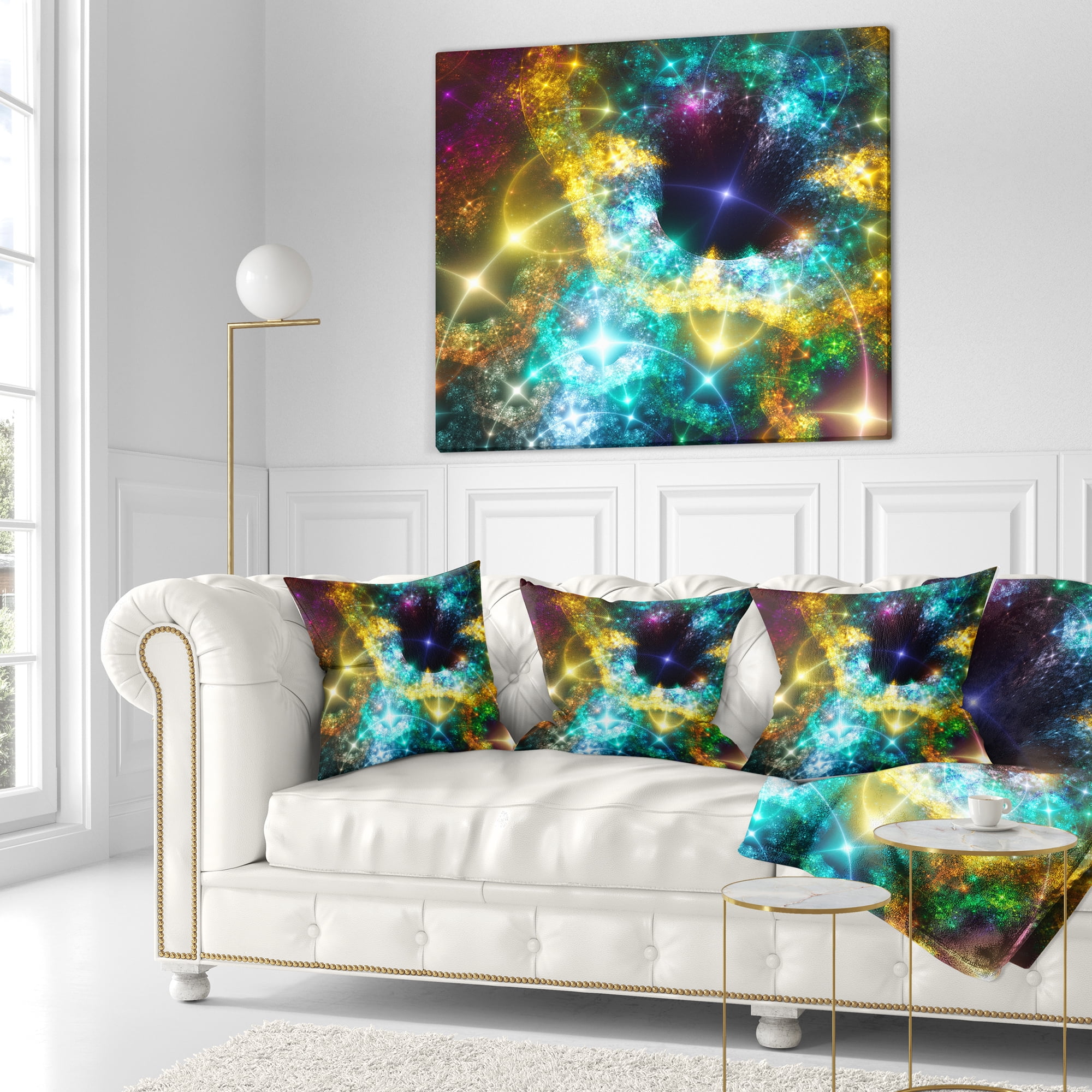 Designart Golden Cosmic Black Hole - Abstract Throw Pillow - 18x18