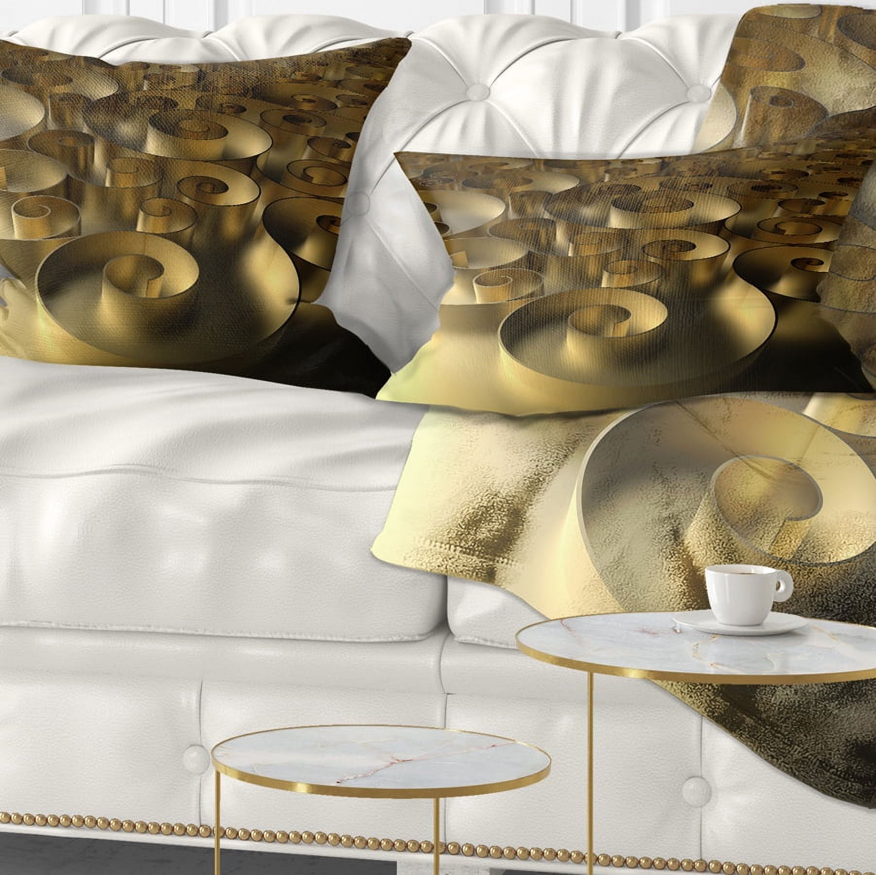 Designart Golden Curly Abstract 3D Design - Abstract Throw Pillow - 12x20