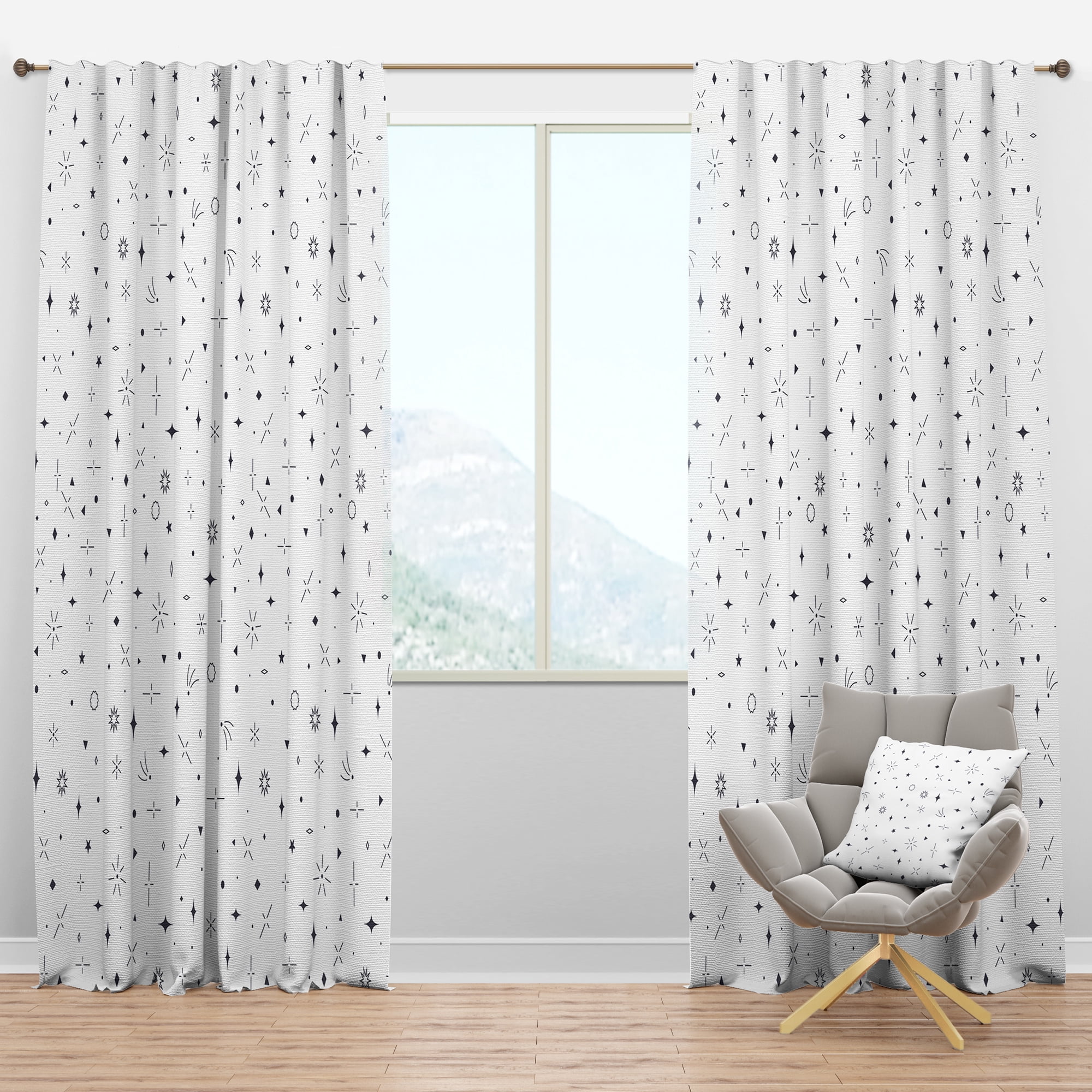 Designart 'Golden Diamond Geometrical Pattern III' Mid-Century Modern Blackout Curtain Panel