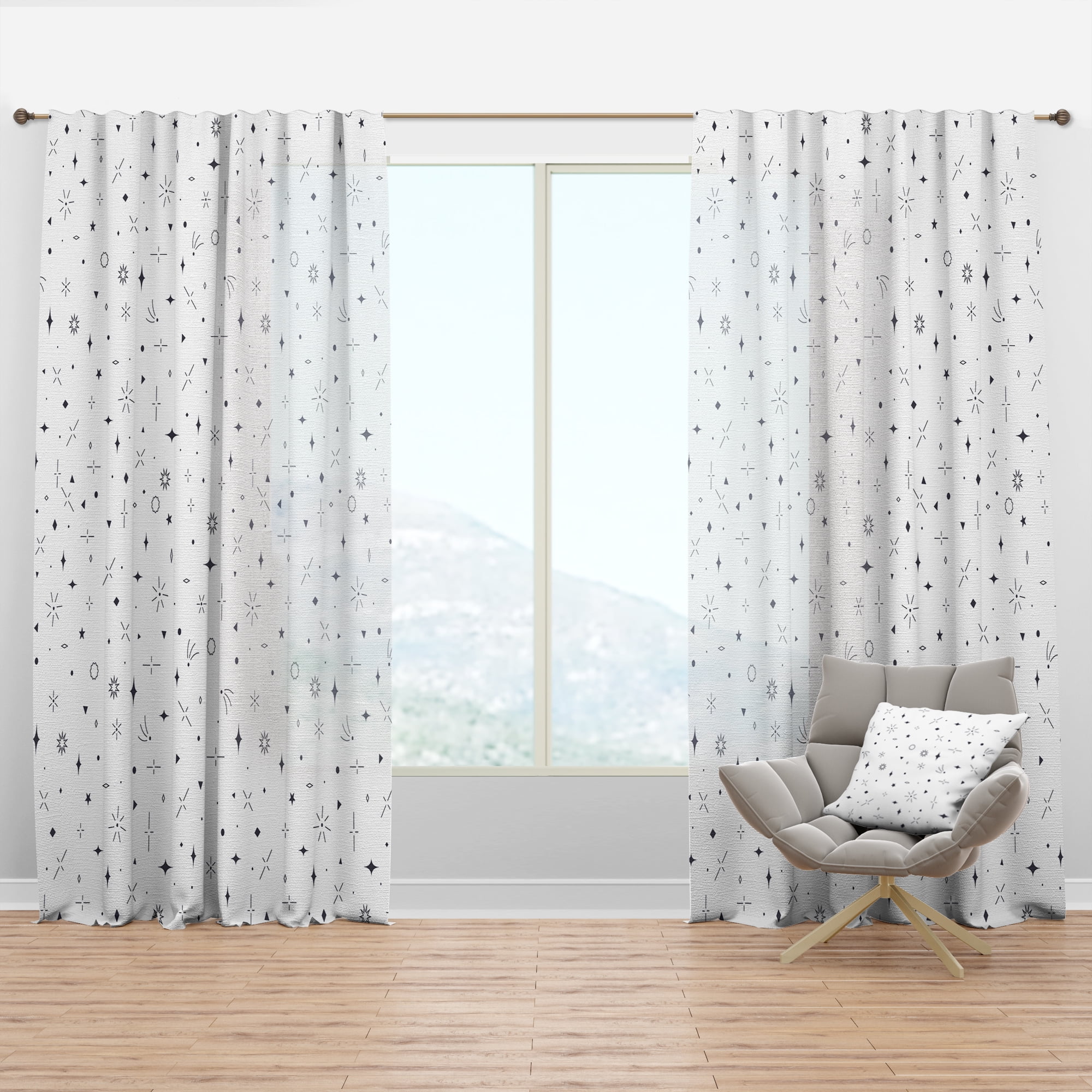 Designart 'Golden Diamond Geometrical Pattern III' Mid-Century Modern Curtain Panel