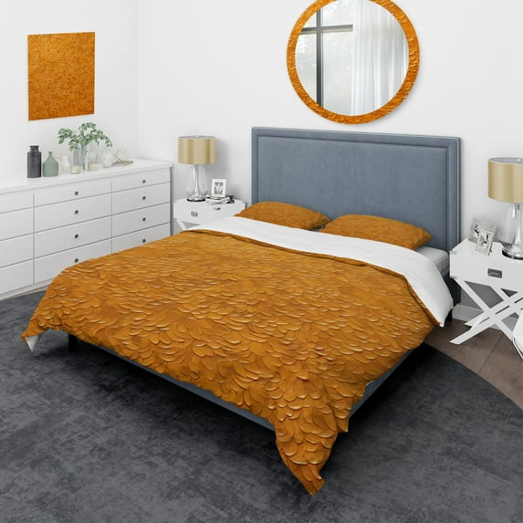 Designart "Golden Dot Radiance I" Abstract Bedding Covert Set - Abstract Yellow Modern Bed Set With 2 Shams