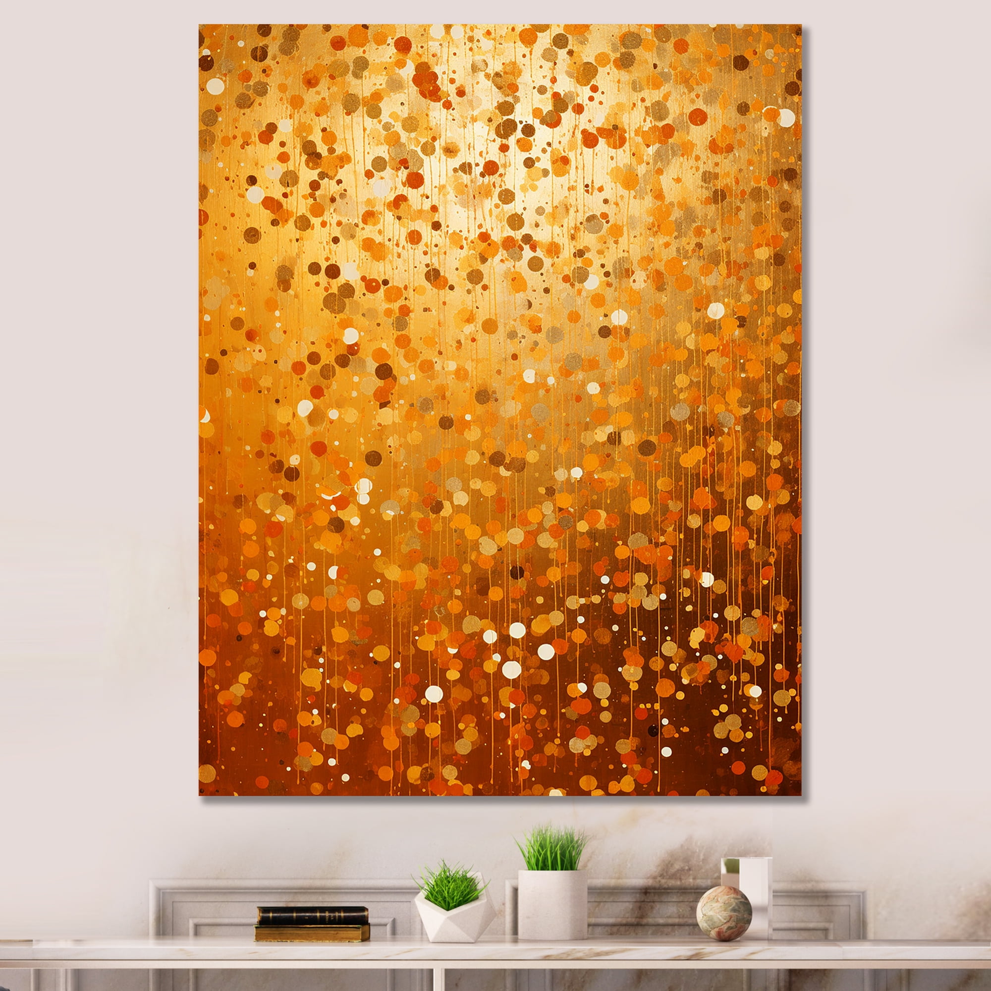 Designart "Golden Dot Radiance III" Abstract Canvas Wall Art Modern