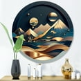 thumbnail image 1 of Designart "Golden Dreams Mountain Landscape I" Abstract Marble Metal Round Wall Art, 1 of 5