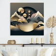 thumbnail image 1 of Designart "Golden Dreams Mountain Landscape II" Abstract Marble Metal Art Print, 1 of 5