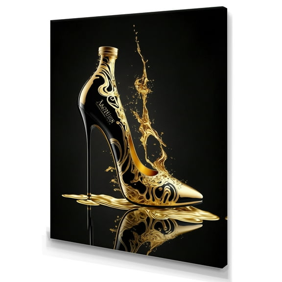 Designart Golden Drip High Heel Canvas Wall Art