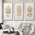 thumbnail image 1 of Designart "Golden Elegance Flower of Life II" Abstract Botanicals Framed Wall Art Set Of 3 - Gold Modern Frame Canvas Set For Living Room Decor, 1 of 6