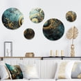 thumbnail image 1 of Designart "Golden Emerald Energy Surge" Modern Geometric Metal Wall Art Set of 5 Piece, 1 of 5