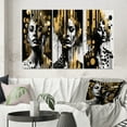 thumbnail image 1 of Designart "Golden Essence Fluidity of Womanhood III" Modern Woman Wall Art Set Of 3 - Black Woman Abstract Canvas Set For Living Room Decor, 1 of 7