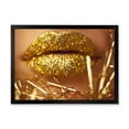 thumbnail image 1 of Designart 'Golden Female Lips' Modern Framed Art Print, 1 of 4
