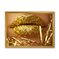 thumbnail image 1 of Designart 'Golden Female Lips' Modern Framed Art Print, 1 of 4