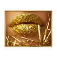 thumbnail image 1 of Designart 'Golden Female Lips' Modern Framed Canvas Wall Art Print, 1 of 5