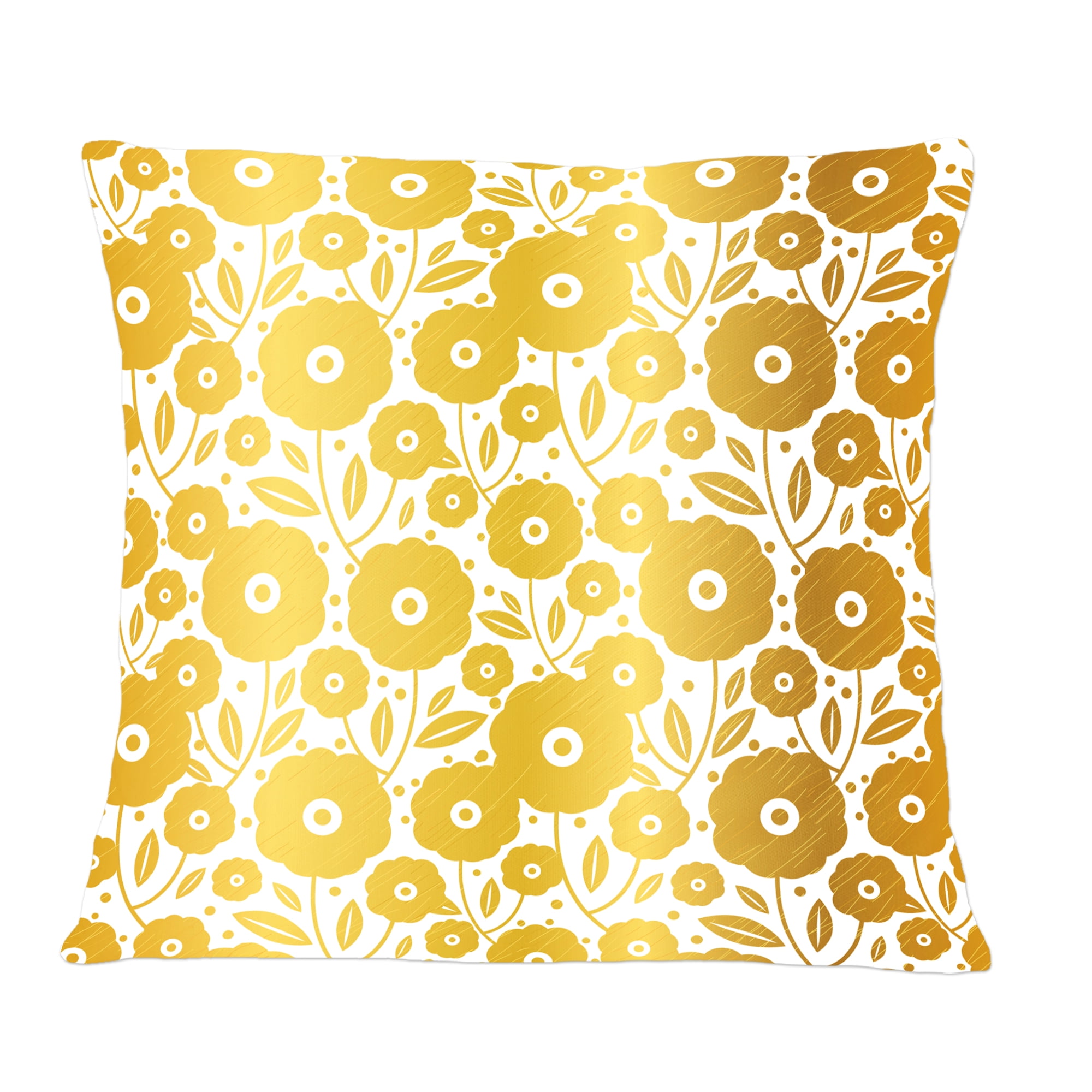 Designart Golden Floral I ' Mid-Century Modern Throw Pillow - 12x20