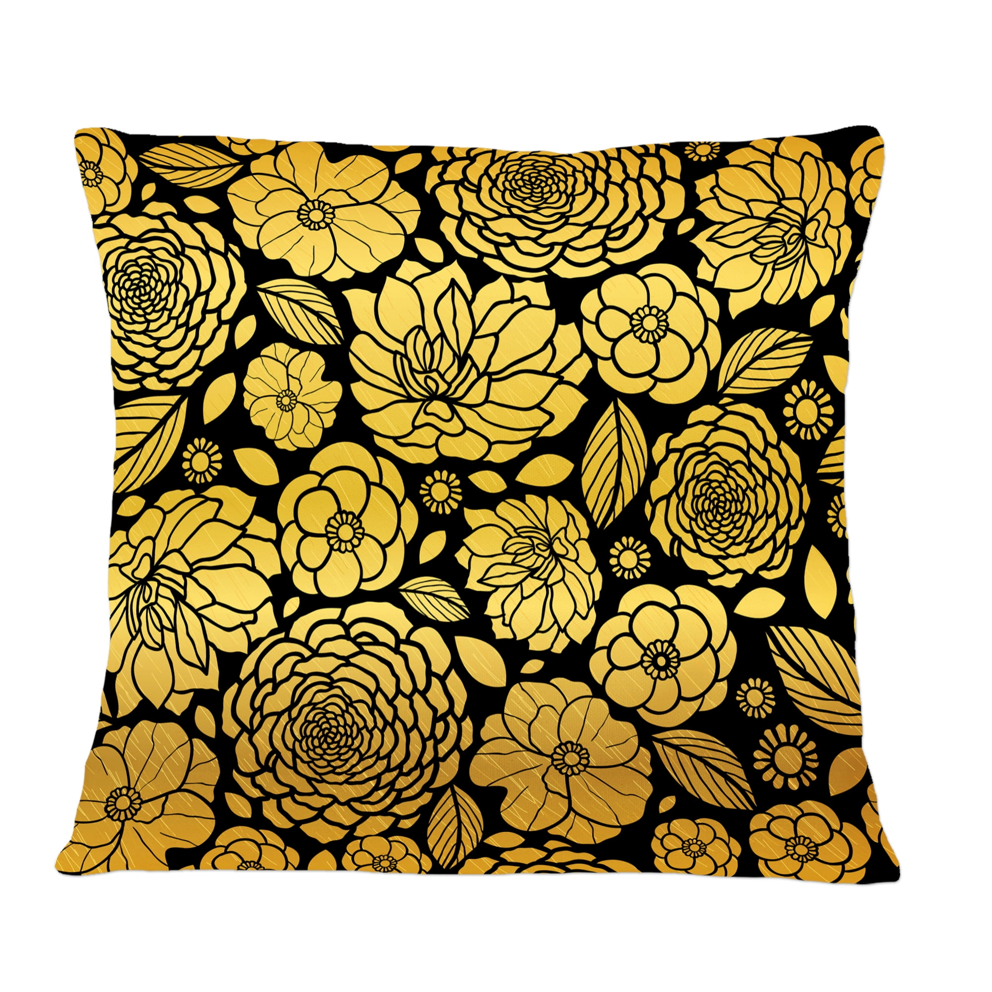 Designart Golden Floral II' Mid-Century Modern Throw Pillow - 12x20