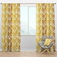thumbnail image 1 of Designart 'Golden Floral Retro I ' Mid-Century Modern Blackout Curtain Panel, 1 of 4