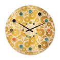 thumbnail image 1 of Designart 'Golden Floral Retro I ' Mid-Century Modern Wood Wall Clock, 1 of 5