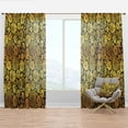 thumbnail image 1 of Designart 'Golden Floral Retro II' Mid-Century Modern Curtain Panel, 1 of 4