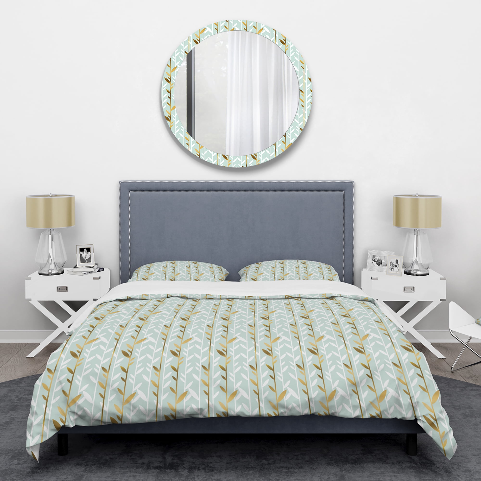 Designart 'Golden Foliage I' Mid-Century Modern Duvet Cover Set