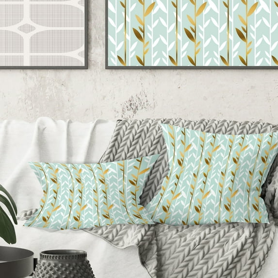 Designart Golden Foliage I' Mid-Century Modern Throw Pillow - 16x16