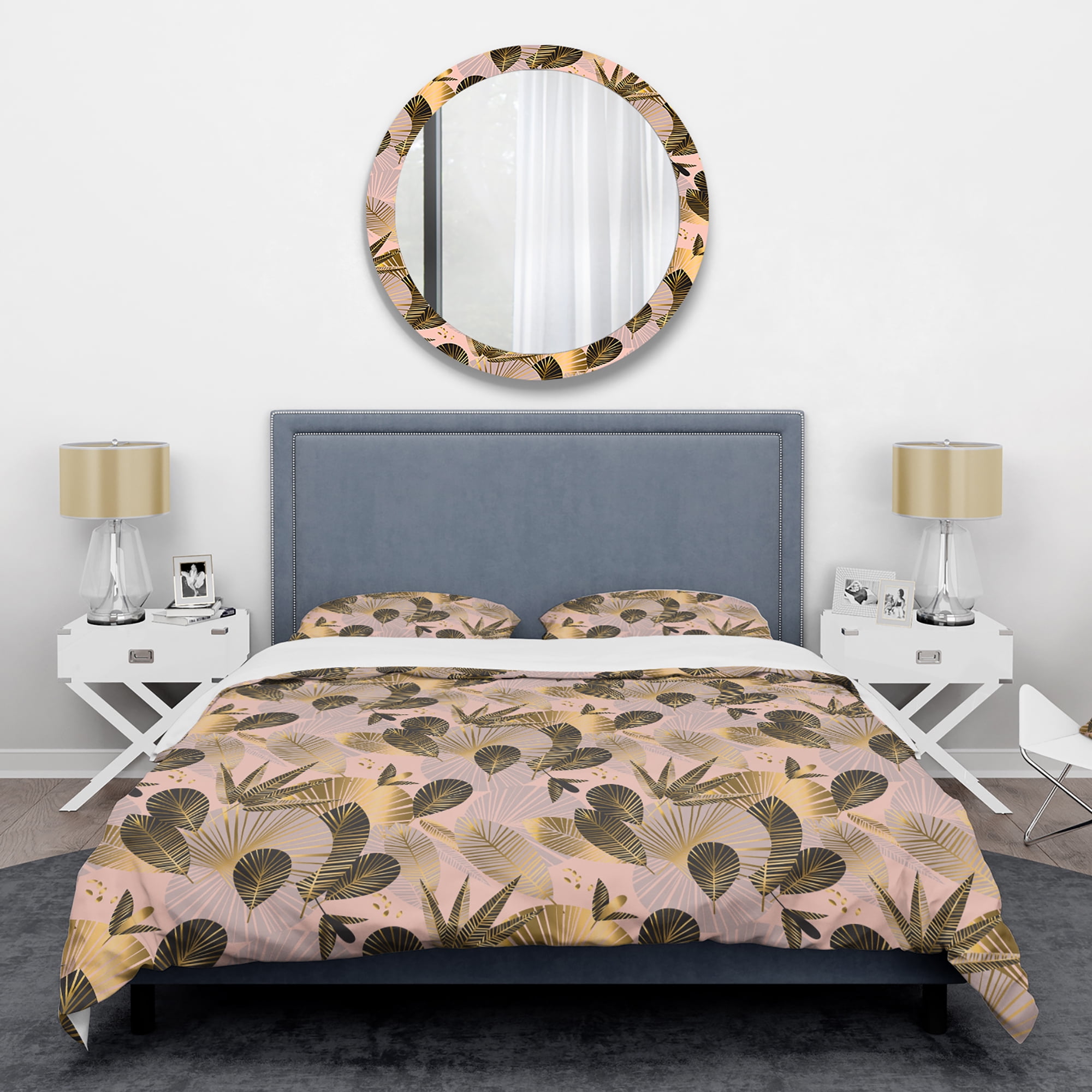 Designart 'Golden Foliage III' Mid-Century Modern Duvet Cover Set