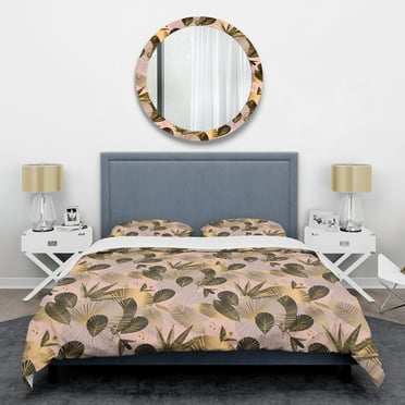 Designart 'Golden Foliage III' Mid-Century Modern Duvet Cover Set