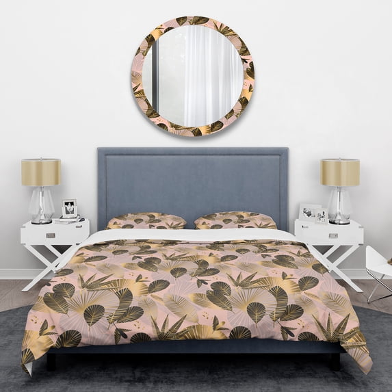 Designart 'Golden Foliage III' Mid-Century Modern Duvet Cover Set