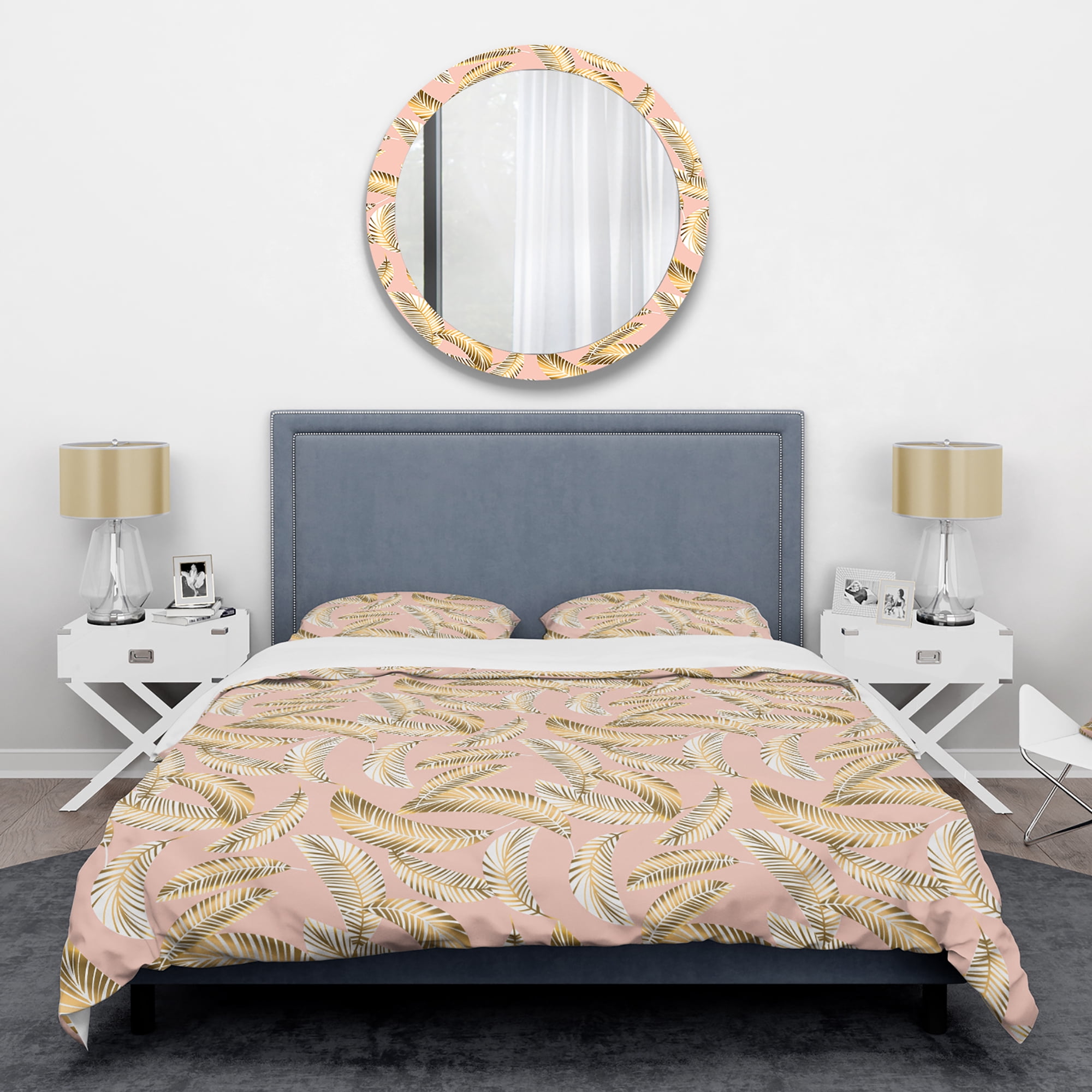 Designart 'Golden Foliage IV' Mid-Century Modern Duvet Cover Set