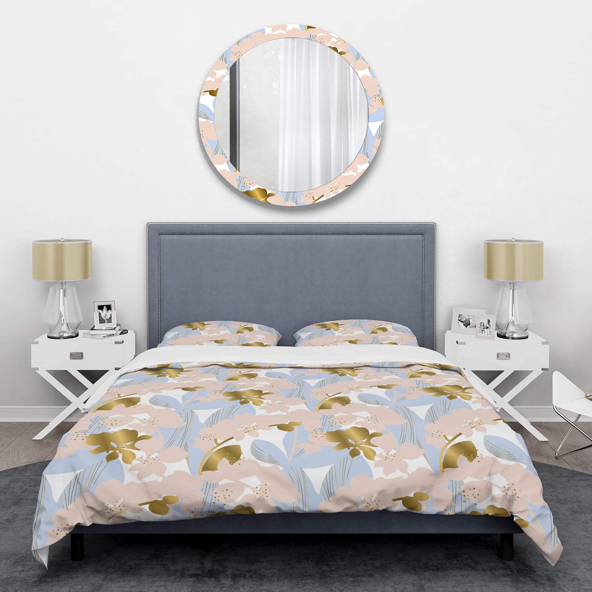 Designart 'Golden Foliage XV' Mid-Century Modern Duvet Cover Set