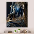 thumbnail image 1 of Designart "Golden Forest Encounter The Deer I" Landscape Forest Metal Art Living Room, 1 of 5