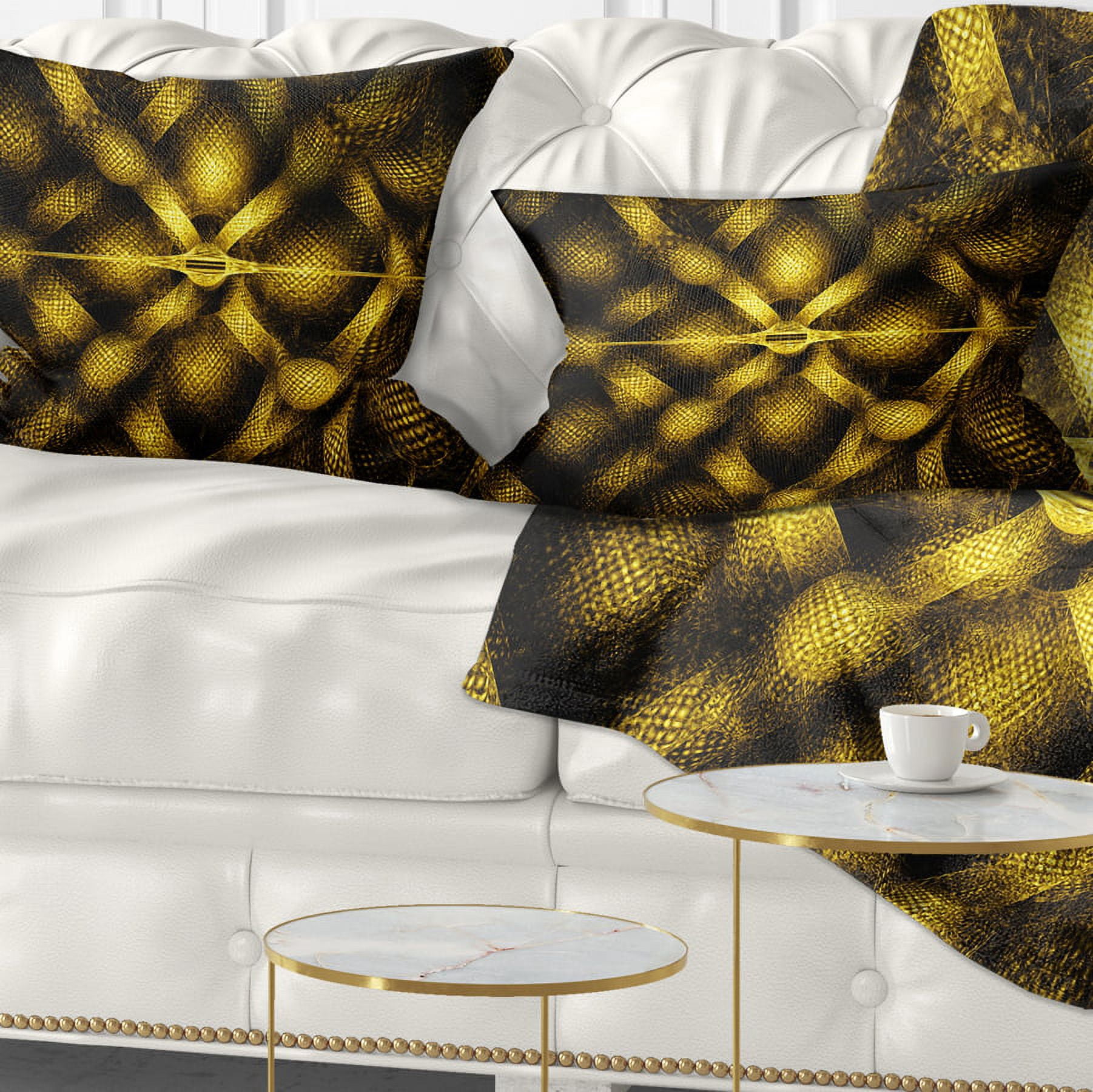 Designart Golden Fractal Watercolor Pattern - Abstract Throw Pillow - 12x20