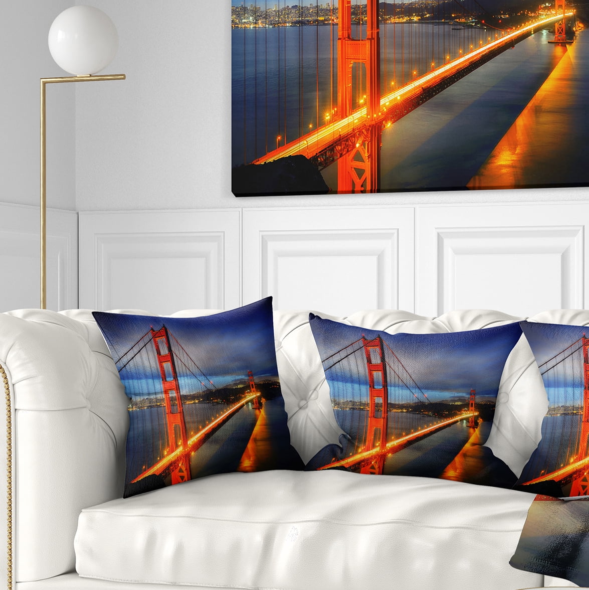 Designart Golden Gate Bridge - Landscape Photography Throw Pillow - 18x18