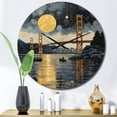 thumbnail image 1 of Designart "Golden Gate Monochrome Yellow Bridge II" Architecture Oversized Wall Clock, 1 of 5