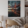 thumbnail image 1 of Designart "Golden Gate Symphony USA s Cloudy Sunset" American Print on Natural Pine Wood, 1 of 5