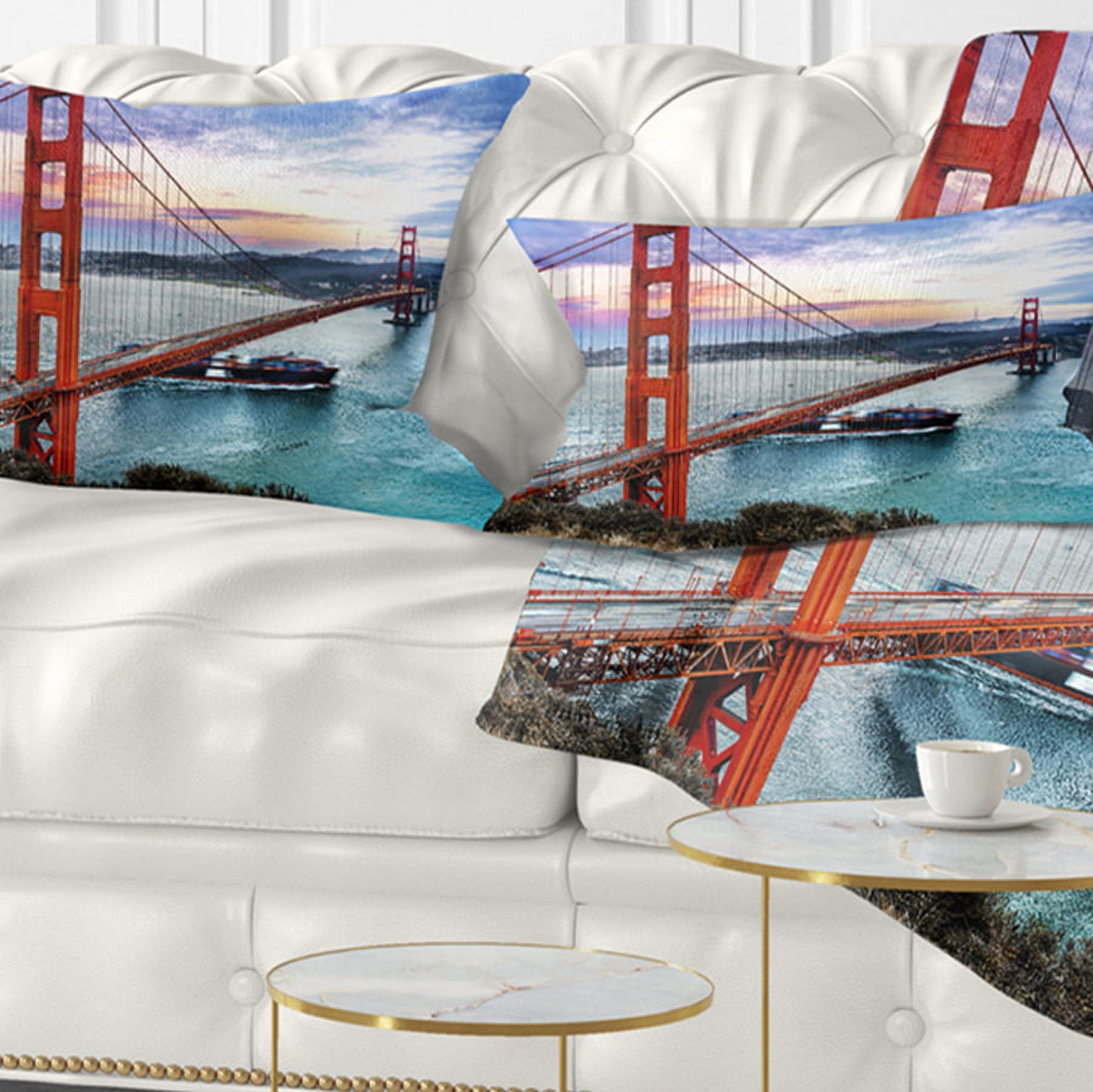 Designart Golden Gate in San Francisco - Sea Bridge Throw Pillow - 12x20