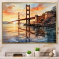 thumbnail image 1 of Designart "Golden Gateway Orange Bridge III" Bridges Floater Framed Canvas Wall Art, 1 of 7
