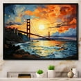 thumbnail image 1 of Designart "Golden Gateway Yellow Orange Bridge II" Bridges Floater Framed Canvas Wall Art, 1 of 7